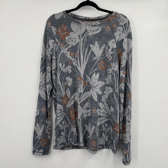 Smartwool Tops - Smart Wool Top Shirt Womens 2X Gray Floral Raglan Long Sleeve Relaxed
